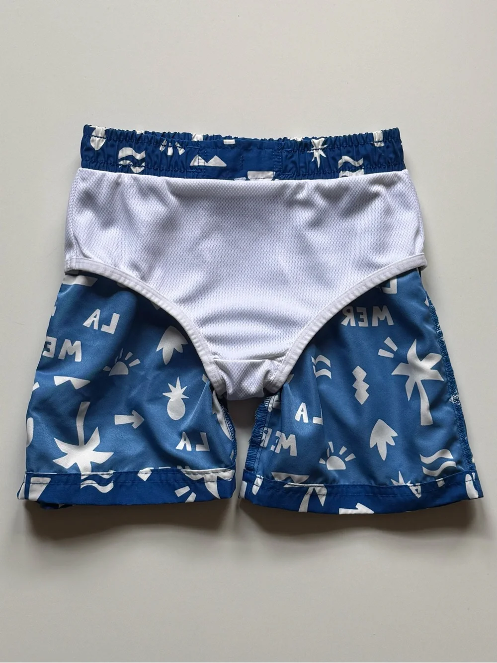 Petit Bateau Boys La Mer Blue & White Printed Swim Shorts - Size 6Y